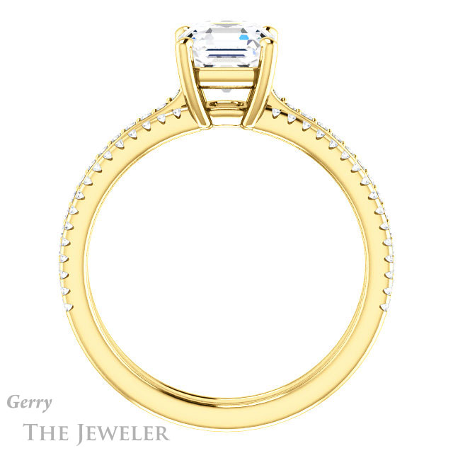 14k Yellow Gold Asscher Cut Forever One Engagement Ring Setting #GTJ1004-asscher-fo-y