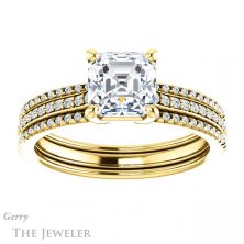 14k Yellow Gold Asscher Cut Forever One Engagement Ring Setting #GTJ1004-asscher-fo-y 1 14k Yellow Gold Asscher Cut Forever One Engagement Ring Setting #GTJ1004-asscher-fo-y