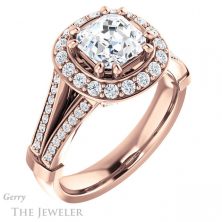 14k Rose Gold Asscher Cut Forever One Engagement Ring Setting #GTJ1006-asscher-fo-r 4 14k Rose Gold Asscher Cut Forever One Engagement Ring Setting #GTJ1006-asscher-fo-r
