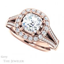 14k Rose Gold Asscher Cut Forever One Engagement Ring Setting #GTJ1006-asscher-fo-r 5 14k Rose Gold Asscher Cut Forever One Engagement Ring Setting #GTJ1006-asscher-fo-r