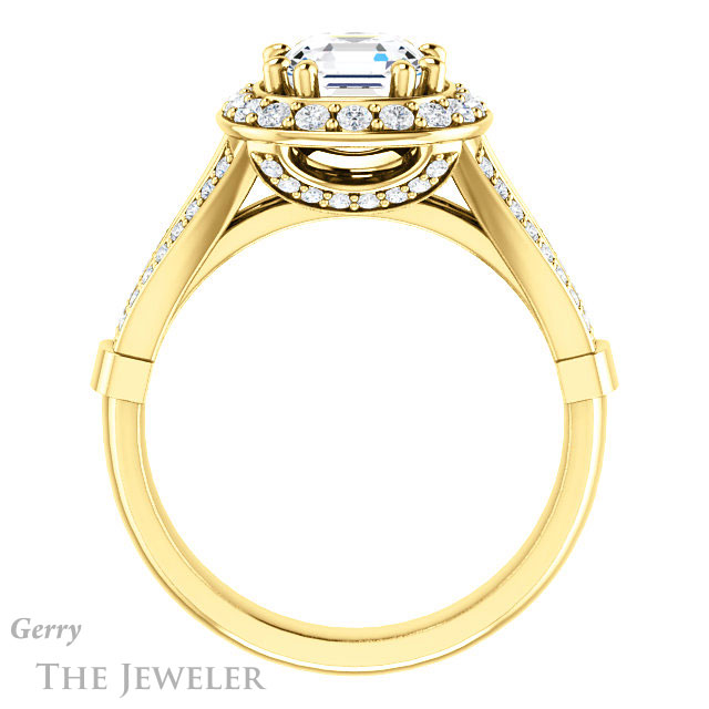 14k Yellow Gold Asscher Cut Forever One Engagement Ring Setting #GTJ1006-asscher-fo-y