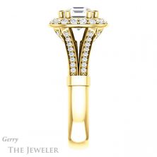 14k Yellow Gold Asscher Cut Forever One Engagement Ring Setting #GTJ1006-asscher-fo-y 3 14k Yellow Gold Asscher Cut Forever One Engagement Ring Setting #GTJ1006-asscher-fo-y