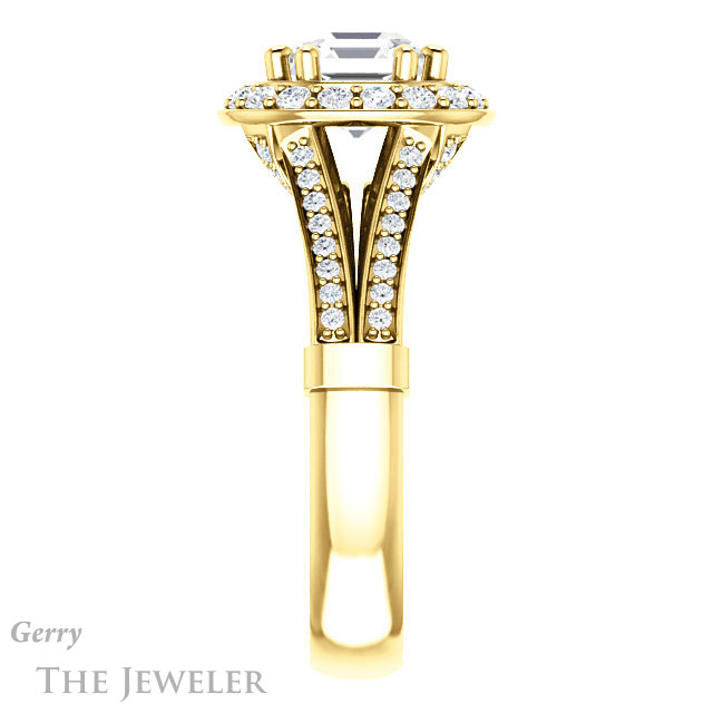 14k Yellow Gold Asscher Cut Forever One Engagement Ring Setting #GTJ1006-asscher-fo-y 3 14k Yellow Gold Asscher Cut Forever One Engagement Ring Setting #GTJ1006-asscher-fo-y