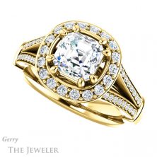 14k Yellow Gold Asscher Cut Forever One Engagement Ring Setting #GTJ1006-asscher-fo-y 5 14k Yellow Gold Asscher Cut Forever One Engagement Ring Setting #GTJ1006-asscher-fo-y