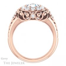 14k Rose Gold Asscher Cut Forever One Engagement Ring Setting #GTJ1007-asscher-fo-r