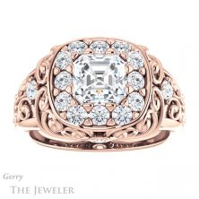14k Rose Gold Asscher Cut Forever One Engagement Ring Setting #GTJ1007-asscher-fo-r
