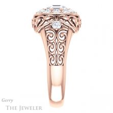 14k Rose Gold Asscher Cut Forever One Engagement Ring Setting #GTJ1007-asscher-fo-r