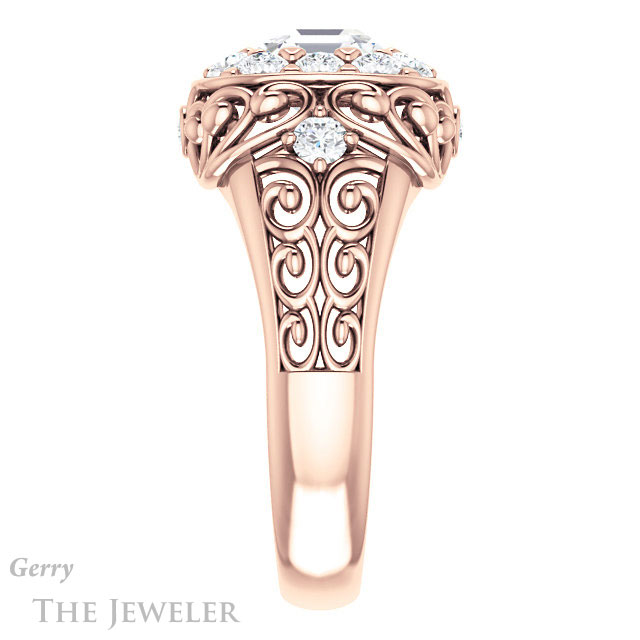 14k Rose Gold Asscher Cut Forever One Engagement Ring Setting #GTJ1007-asscher-fo-r