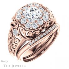 14k Rose Gold Asscher Cut Forever One Engagement Ring Setting #GTJ1007-asscher-fo-r