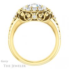 14k Yellow Gold Asscher Cut Forever One Engagement Ring Setting #GTJ1007-asscher-fo-y