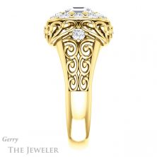 14k Yellow Gold Asscher Cut Forever One Engagement Ring Setting #GTJ1007-asscher-fo-y