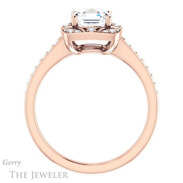 14k Rose Gold Asscher Cut Forever One Engagement Ring Setting #GTJ1009-asscher-fo-r