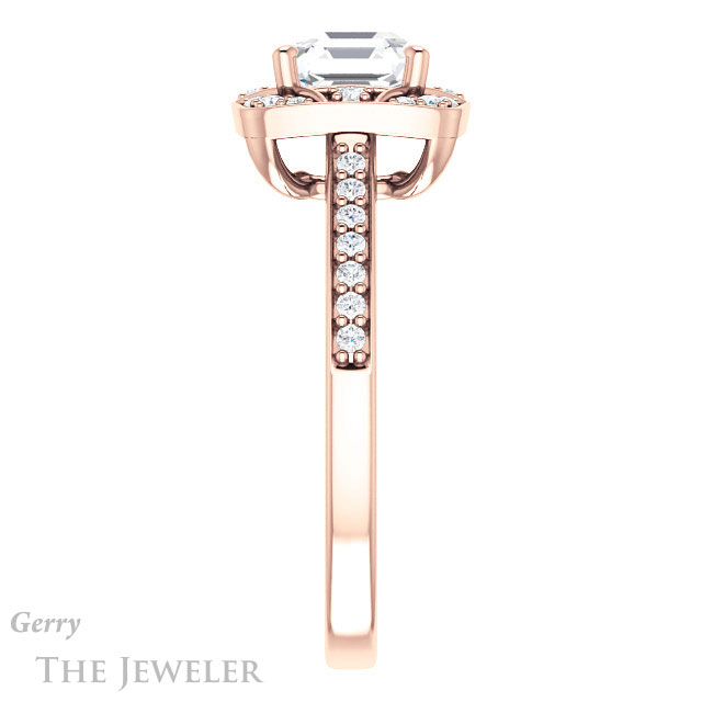 14k Rose Gold Asscher Cut Forever One Engagement Ring Setting #GTJ1009-asscher-fo-r