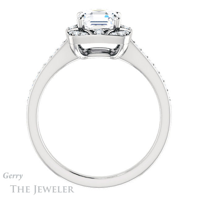 14k White Gold Asscher Cut Forever One Engagement Ring Setting #GTJ1009-asscher-fo-w