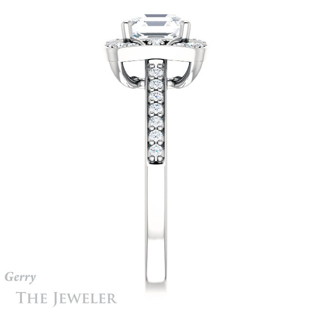 14k White Gold Asscher Cut Forever One Engagement Ring Setting #GTJ1009-asscher-fo-w 3 14k White Gold Asscher Cut Forever One Engagement Ring Setting #GTJ1009-asscher-fo-w