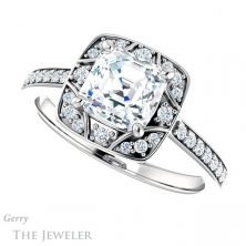 14k White Gold Asscher Cut Forever One Engagement Ring Setting #GTJ1009-asscher-fo-w 5 14k White Gold Asscher Cut Forever One Engagement Ring Setting #GTJ1009-asscher-fo-w