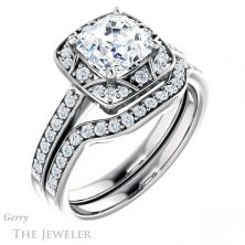 14k White Gold Asscher Cut Forever One Engagement Ring Setting #GTJ1009-asscher-fo-w 6 14k White Gold Asscher Cut Forever One Engagement Ring Setting #GTJ1009-asscher-fo-w