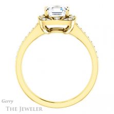 14k Yellow Gold Asscher Cut Forever One Engagement Ring Setting #GTJ1009-asscher-fo-y