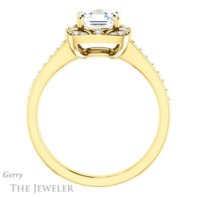 14k Yellow Gold Asscher Cut Forever One Engagement Ring Setting #GTJ1009-asscher-fo-y