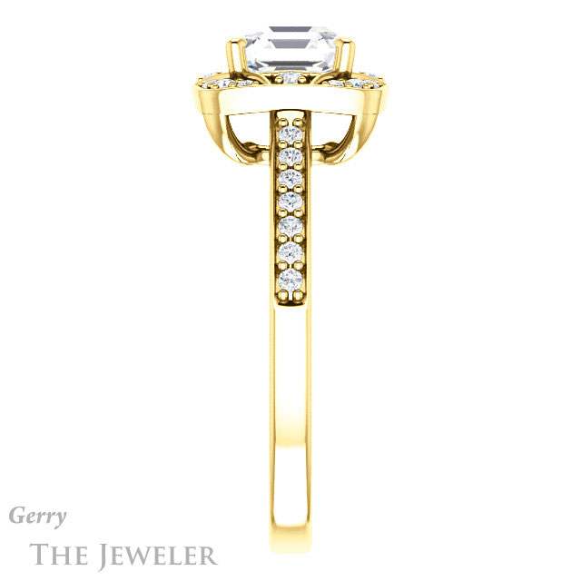 14k Yellow Gold Asscher Cut Forever One Engagement Ring Setting #GTJ1009-asscher-fo-y