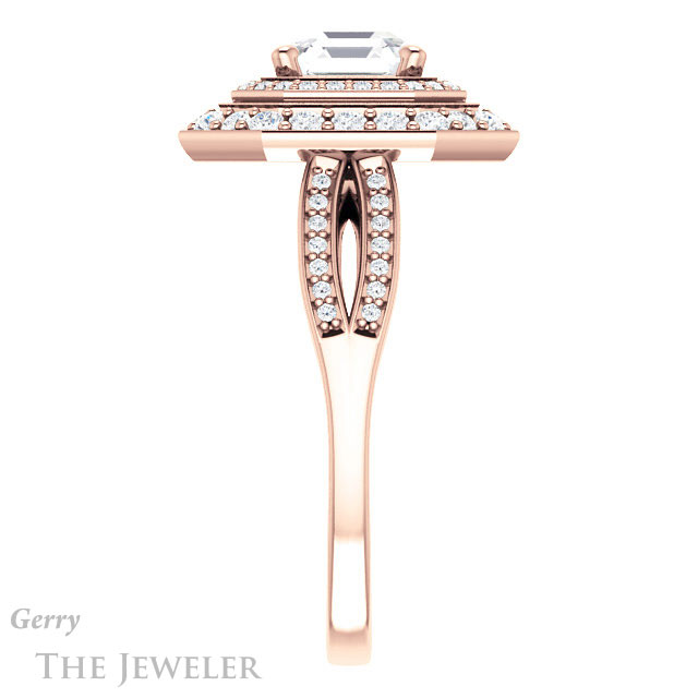 14k Rose Gold Asscher Cut Forever One Engagement Ring Setting #GTJ1010-asscher-fo-r 3 14k Rose Gold Asscher Cut Forever One Engagement Ring Setting #GTJ1010-asscher-fo-r