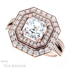 14k Rose Gold Asscher Cut Forever One Engagement Ring Setting #GTJ1010-asscher-fo-r 5 14k Rose Gold Asscher Cut Forever One Engagement Ring Setting #GTJ1010-asscher-fo-r