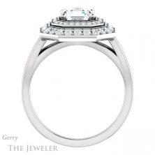 14k White Gold Asscher Cut Forever One Engagement Ring Setting #GTJ1010-asscher-fo-w 2 14k White Gold Asscher Cut Forever One Engagement Ring Setting #GTJ1010-asscher-fo-w