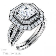 14k White Gold Asscher Cut Forever One Engagement Ring Setting #GTJ1010-asscher-fo-w 6 14k White Gold Asscher Cut Forever One Engagement Ring Setting #GTJ1010-asscher-fo-w