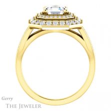 14k Yellow Gold Asscher Cut Forever One Engagement Ring Setting #GTJ1010-asscher-fo-y 2 14k Yellow Gold Asscher Cut Forever One Engagement Ring Setting #GTJ1010-asscher-fo-y