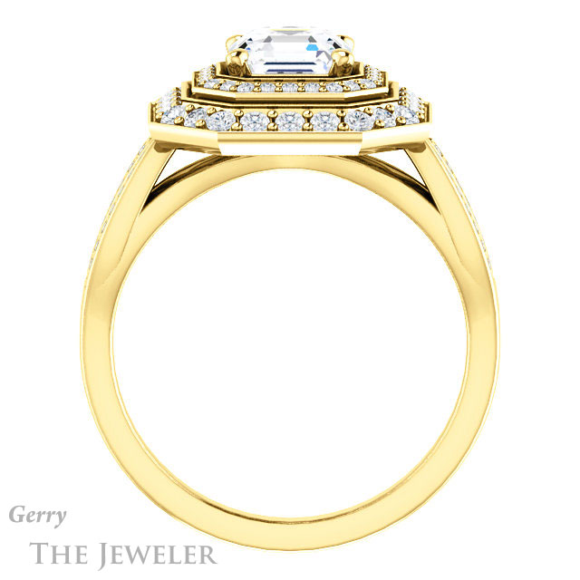 14k Yellow Gold Asscher Cut Forever One Engagement Ring Setting #GTJ1010-asscher-fo-y 2 14k Yellow Gold Asscher Cut Forever One Engagement Ring Setting #GTJ1010-asscher-fo-y
