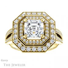14k Yellow Gold Asscher Cut Forever One Engagement Ring Setting #GTJ1010-asscher-fo-y 1 14k Yellow Gold Asscher Cut Forever One Engagement Ring Setting #GTJ1010-asscher-fo-y