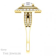 14k Yellow Gold Asscher Cut Forever One Engagement Ring Setting #GTJ1010-asscher-fo-y 3 14k Yellow Gold Asscher Cut Forever One Engagement Ring Setting #GTJ1010-asscher-fo-y