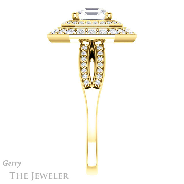 14k Yellow Gold Asscher Cut Forever One Engagement Ring Setting #GTJ1010-asscher-fo-y 3 14k Yellow Gold Asscher Cut Forever One Engagement Ring Setting #GTJ1010-asscher-fo-y