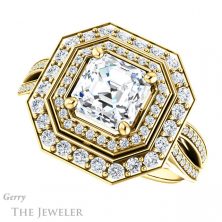 14k Yellow Gold Asscher Cut Forever One Engagement Ring Setting #GTJ1010-asscher-fo-y 5 14k Yellow Gold Asscher Cut Forever One Engagement Ring Setting #GTJ1010-asscher-fo-y