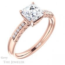 14k Rose Gold Asscher Cut Forever One Engagement Ring Setting #GTJ1011-asscher-fo-r 4 14k Rose Gold Asscher Cut Forever One Engagement Ring Setting #GTJ1011-asscher-fo-r