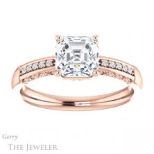 14k Rose Gold Asscher Cut Forever One Engagement Ring Setting #GTJ1011-asscher-fo-r 1 14k Rose Gold Asscher Cut Forever One Engagement Ring Setting #GTJ1011-asscher-fo-r