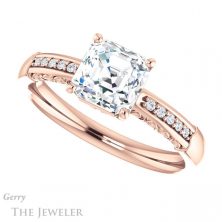 14k Rose Gold Asscher Cut Forever One Engagement Ring Setting #GTJ1011-asscher-fo-r 5 14k Rose Gold Asscher Cut Forever One Engagement Ring Setting #GTJ1011-asscher-fo-r