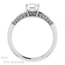 14k White Gold Asscher Cut Forever One Engagement Ring Setting #GTJ1011-asscher-fo-w