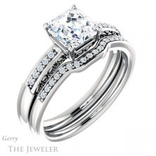 14k White Gold Asscher Cut Forever One Engagement Ring Setting #GTJ1011-asscher-fo-w