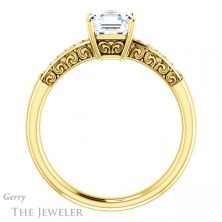 14k Yellow Gold Asscher Cut Forever One Engagement Ring Setting #GTJ1011-asscher-fo-y