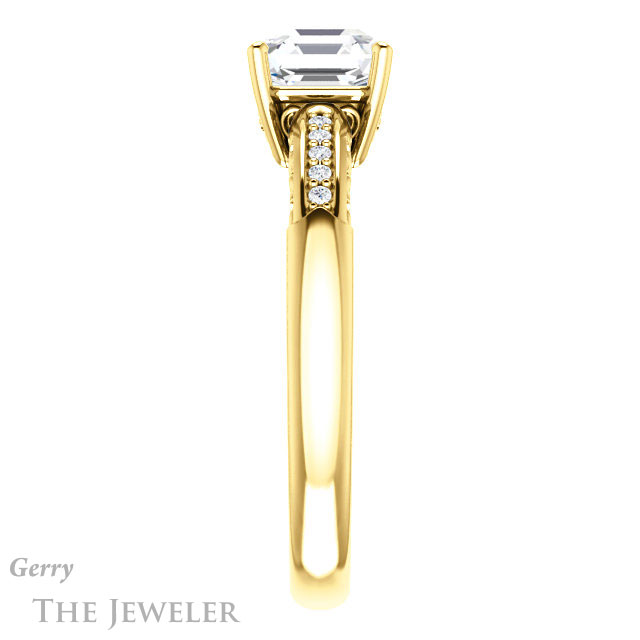 14k Yellow Gold Asscher Cut Forever One Engagement Ring Setting #GTJ1011-asscher-fo-y