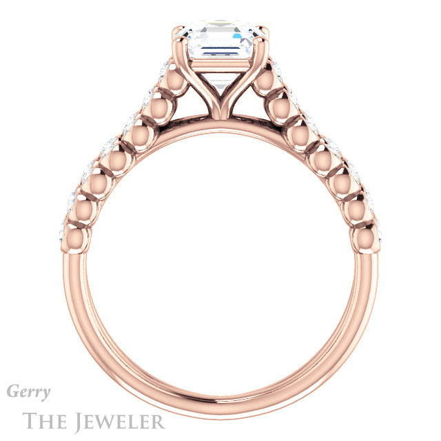 Asscher Cut Forever One Engagement Ring Setting #GTJ1012-asscher-fo-r | Gerry The Jeweler 14k Rose Gold Asscher Cut Forever One Engagement Ring Setting #GTJ1012-asscher-fo-r