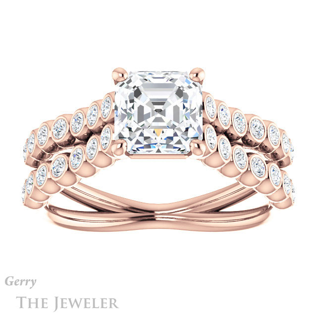Asscher Cut Forever One Engagement Ring Setting #GTJ1012-asscher-fo-r | Gerry The Jeweler 14k Rose Gold Asscher Cut Forever One Engagement Ring Setting #GTJ1012-asscher-fo-r