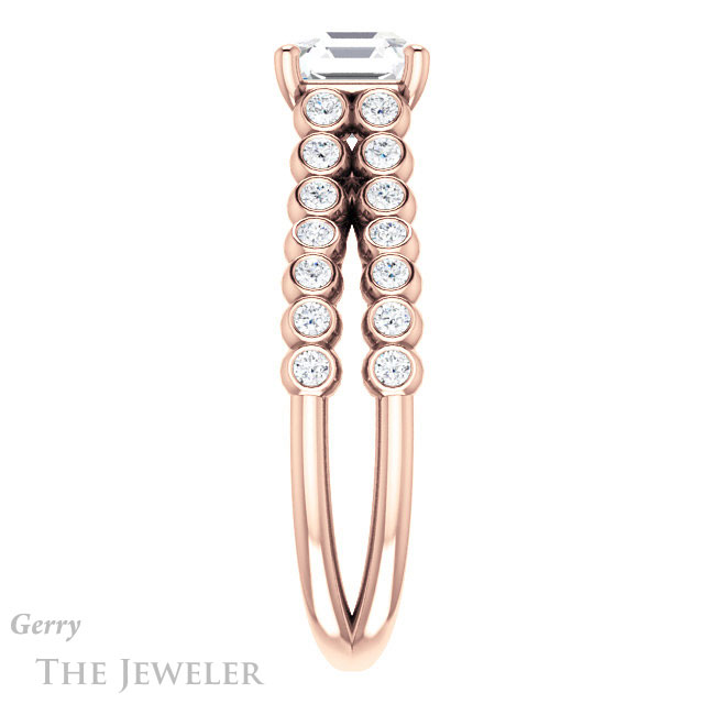 Asscher Cut Forever One Engagement Ring Setting #GTJ1012-asscher-fo-r | Gerry The Jeweler 14k Rose Gold Asscher Cut Forever One Engagement Ring Setting #GTJ1012-asscher-fo-r