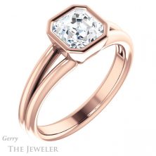 14k Rose Gold Asscher Cut Forever One Engagement Ring Setting #GTJ1014-asscher-fo-r 4 14k Rose Gold Asscher Cut Forever One Engagement Ring Setting #GTJ1014-asscher-fo-r