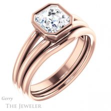 14k Rose Gold Asscher Cut Forever One Engagement Ring Setting #GTJ1014-asscher-fo-r 6 14k Rose Gold Asscher Cut Forever One Engagement Ring Setting #GTJ1014-asscher-fo-r
