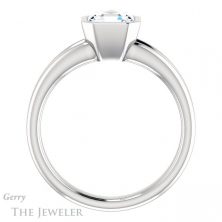 14k White Gold Asscher Cut Forever One Engagement Ring Setting #GTJ1014-asscher-fo-w