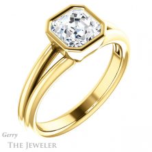 14k Yellow Gold Asscher Cut Forever One Engagement Ring Setting #GTJ1014-asscher-fo-y 4 14k Yellow Gold Asscher Cut Forever One Engagement Ring Setting #GTJ1014-asscher-fo-y