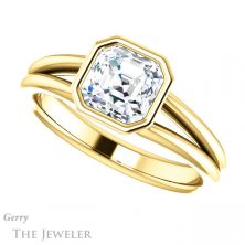 14k Yellow Gold Asscher Cut Forever One Engagement Ring Setting #GTJ1014-asscher-fo-y 5 14k Yellow Gold Asscher Cut Forever One Engagement Ring Setting #GTJ1014-asscher-fo-y