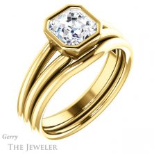 14k Yellow Gold Asscher Cut Forever One Engagement Ring Setting #GTJ1014-asscher-fo-y 6 14k Yellow Gold Asscher Cut Forever One Engagement Ring Setting #GTJ1014-asscher-fo-y